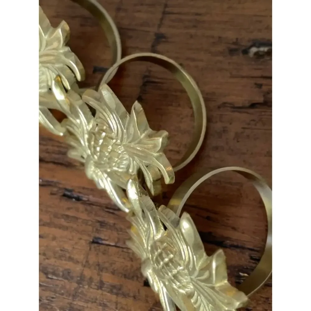 Brass Pineapple Napkin Rings Set of 8 Gold Tone Coastal Grandmillennial Decor